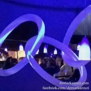 Dr Mark's Musings - Cool mirrors and lights over a restaurant booth table in Lake Havasu, Arizona